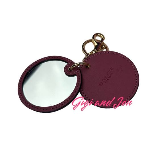 Coach Mirror Bag Charm In Signature Canvas Pink Lemonade - Picture 5 of 5
